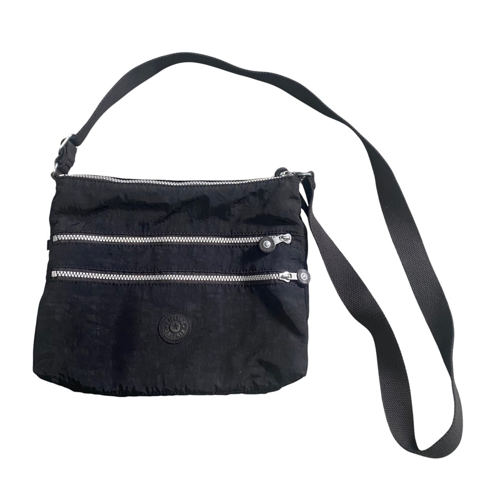 Kipling Alvar Crossbody Bag Womens Small Black Crinkled Nylon Travel Gorpcore